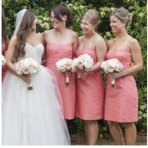 J. Crew Raquel Sheah Strapless Cotton Formal Dress salmon size 4